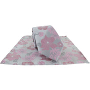 Michelsons of London Oversized Floral Polyester Tie and Pocket Square Set - Pink