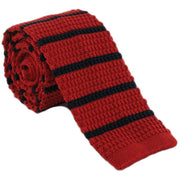 Michelsons of London Silk Knitted Striped Skinny Tie - Red/Navy