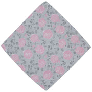 Michelsons of London Textured Rose Floral Polyester Tie and Pocket Square Set - Silver/Pink