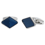 Simon Carter Diamond Guilloche Enamel Weave Cufflinks - Navy