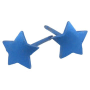 Ti2 Titanium Geometric Star Stud Earrings - Navy Blue