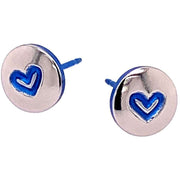 Ti2 Titanium Heart Stud Earrings - Purple