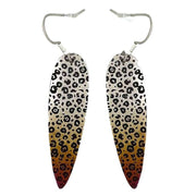 Ti2 Titanium Leopard Print Long Drop Earrings - Silver/Brown