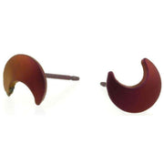 Ti2 Titanium Moon Stud Earrings - Coffee Brown