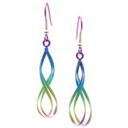 Ti2 Titanium Wirework Cassini Drop Earrings - Rainbow