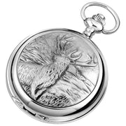 Woodford Monarch of the Glen Chrome Plated Full Hunter Quartz Pocket Watch - Silver